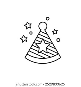 party hat icob flat line symbol set.