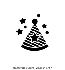 party hat icob flat line symbol set.