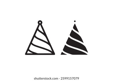 Party hat icon in black and white Vector