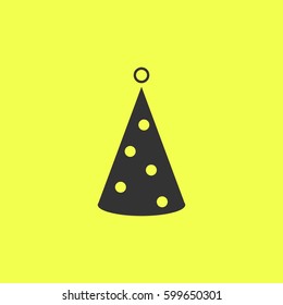 Party hat icon flat. Black pictogram on white background. Vector illustration symbol and bonus button