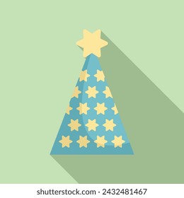 Party hat icon flat vector. Carnival fun cone. Star accessory