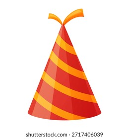 Party hat icon in flat vector style. Festive birthday and celebration accessory for events, holidays, greeting cards, invitations, app UI and party design elements