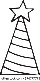 icono del sombrero de partido. estilo doodle dibujado a mano. vector, minimalismo, monocromo, boceto. vacaciones, fiesta, año nuevo, cumpleaños, vacaciones.