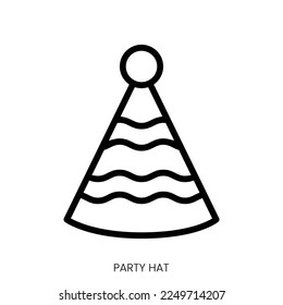 party hat icon. Line Art Style Design Isolated On White Background