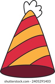 icono de sombrero de partido sobre fondo blanco. diseño colorido.  ilustración vectorial
