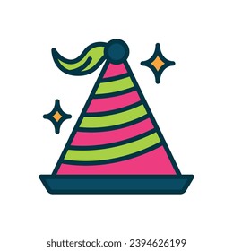 party hat icon. vector filled color icon for your website, mobile, presentation, and logo design.
