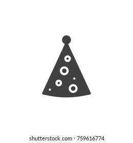 Party hat icon vector, filled flat sign, solid pictogram isolated on white. Cone hat symbol, logo illustration