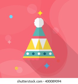 Party hat icon , Vector flat long shadow design.