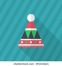Party hat icon , Vector flat long shadow design.