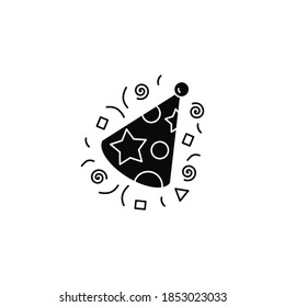 vector de icono de sombrero de partido en fondo blanco