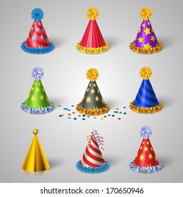 Party hat icons set vector illustration