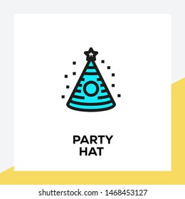 PARTY HAT AND ILLUSTRATION ICON CONCEPT