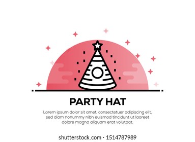 PARTY HAT AND ILLUSTRATION ICON CONCEPT
