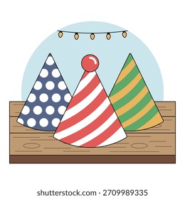 Party hat illustration is suitable for party or event.