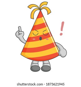 party hat kawaii character design style with one finger gesture