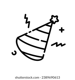 Party hat line icon. linear style sign for mobile concept and web design. Cone hat for party outline vector icon. Symbol, logo illustration. Vector graphics