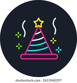 Party Hat Line Multi Colour Circle