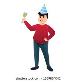 Party hat man toast icon. Cartoon of party hat man toast vector icon for web design isolated on white background