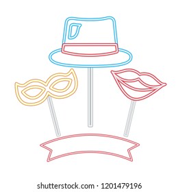 party hat mask lips night neon on stick