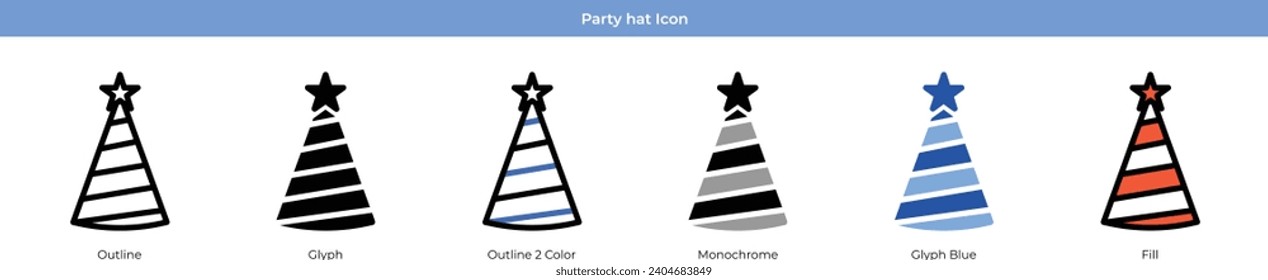 Party Hat New year Icon Set Vector
