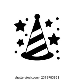 fiesta, sombrero de fiesta, icono de año nuevo. Signo vectorial simple