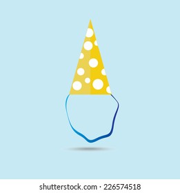 Party hat  on the blue background. Vector.
