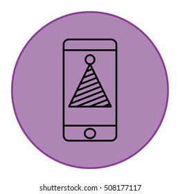 party hat on phone outline icon illustration vector sign symbol