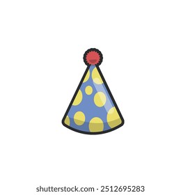party hat in outline flat vector design.