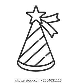 Party hat outline icon, editable vector illustration and transparent graphic element. Isolated on white background