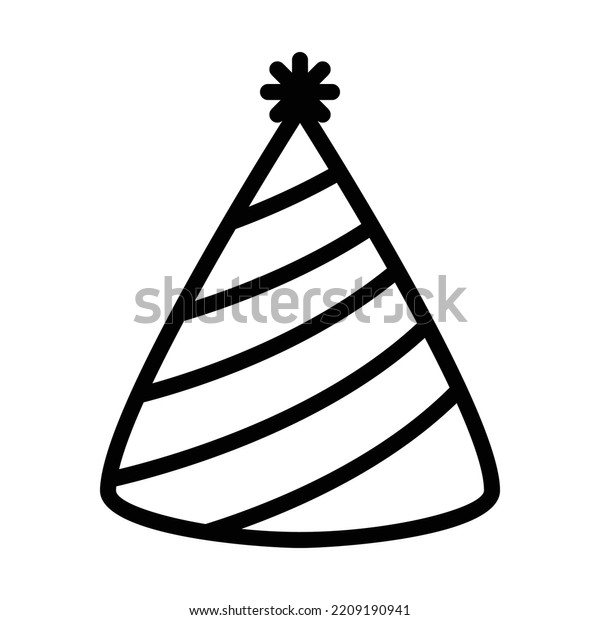 Party Hat Outline Icon Vector Illustration Stock Vector (Royalty Free