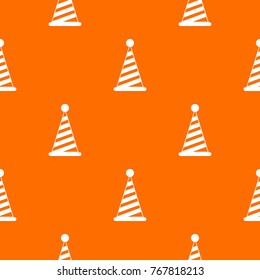 Party hat pattern repeat seamless in orange color for any design. Vector geometric illustration