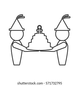 party hat people cake icon image, vector illustration