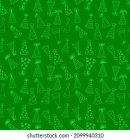party hat seamless pattern hand drawn doodle, vector, nordic, scandinavian, monochrome, minimalism. wallpaper, textiles print wrapping paper background