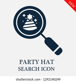 Party hat search icon. Editable Party hat search icon for web or mobile.