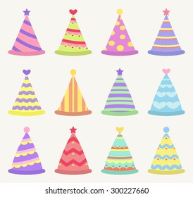 Party Hat Retro Set Different Textures Stock Vector (Royalty Free ...