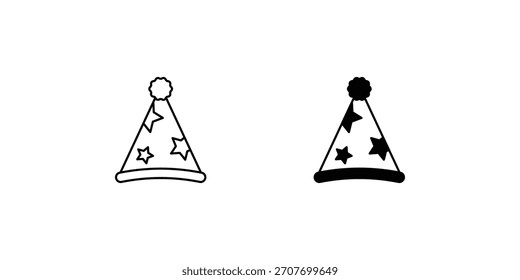 Icono de conjunto de sombrero de fiesta con Vector de fondo blanco