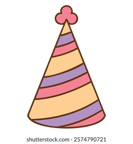 Party hat with stripes celebration design