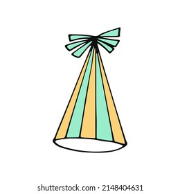 sombrero de fiesta con rayas. estilo doodle dibujado a mano. 