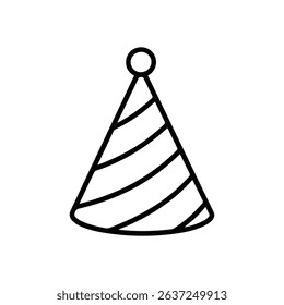 Party hat with stripes and pompom illustration design element