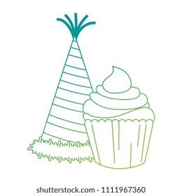party hat with sweet cupcake