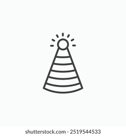 Party hat thin liner icon isolated