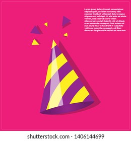Party hat - two colors - purple and yellow.confetti