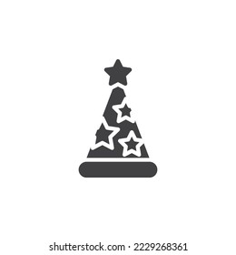 Party hat vector icon. filled flat sign for mobile concept and web design. Cone hat with star glyph icon. Symbol, logo illustration. Vector graphics