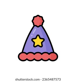 Party Hat Vector Icon Illustration. Birthday Party Icon Concept Isolated Premium Vector. Flat Style