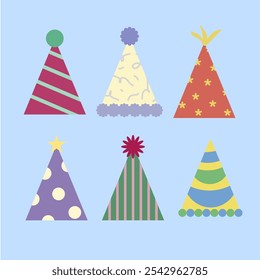 Party hat vector illustration contain six version that looks fun