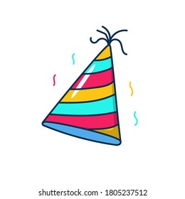 Party hat vector illustration in cute hand drawn style isolated on white background 