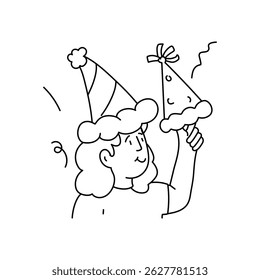 Party Hat vector outline illustrations. EPS 10 file