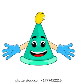 party hats with happy cartoon faces