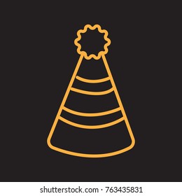 party hats icon yellow outline