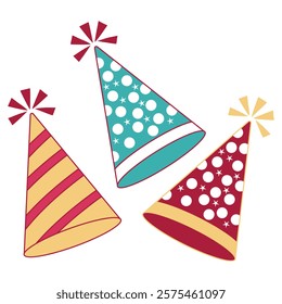 Party Hats Vector Illustration. Birthday Party Hats